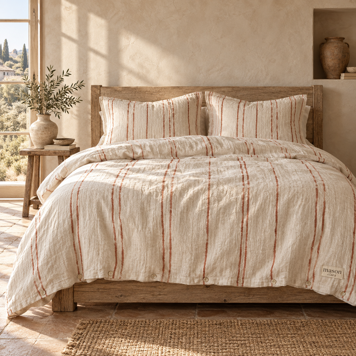 Arles Clay Stripe Linen Set
