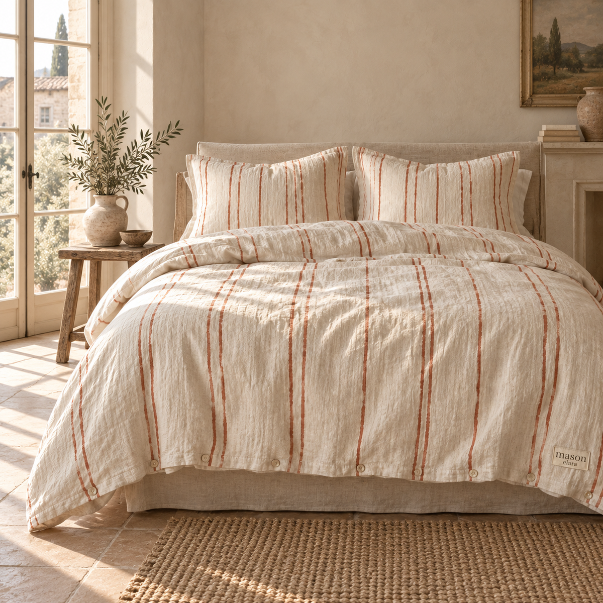 Arles Clay Stripe Linen Set