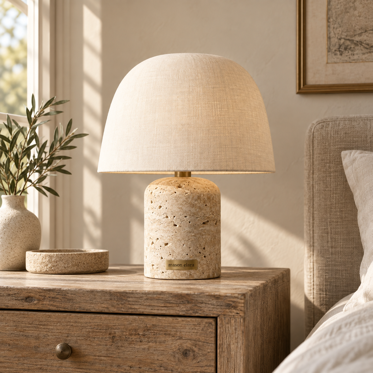 Aube Travertine Table Lamp