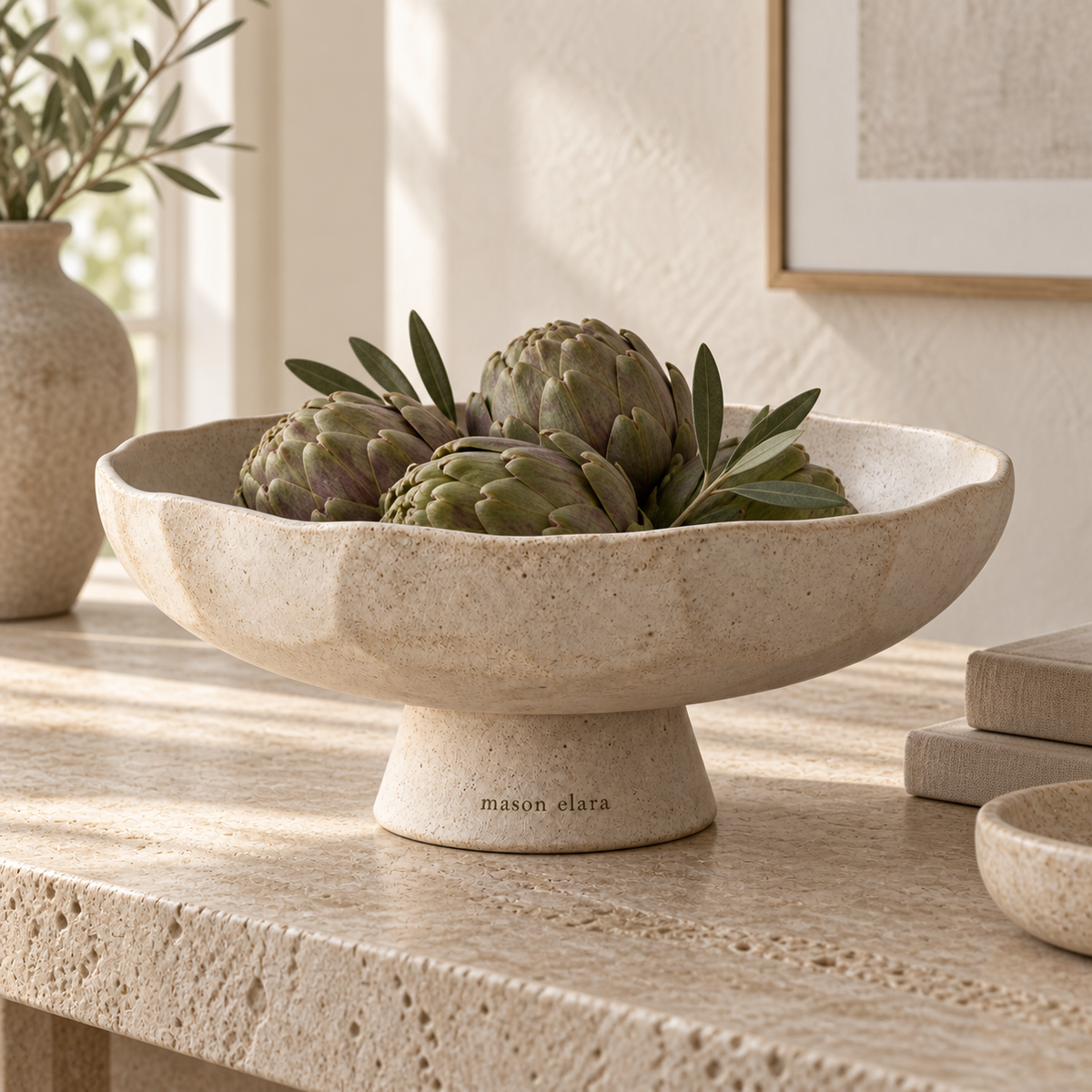 Sable Ceramic Pedestal Bowl