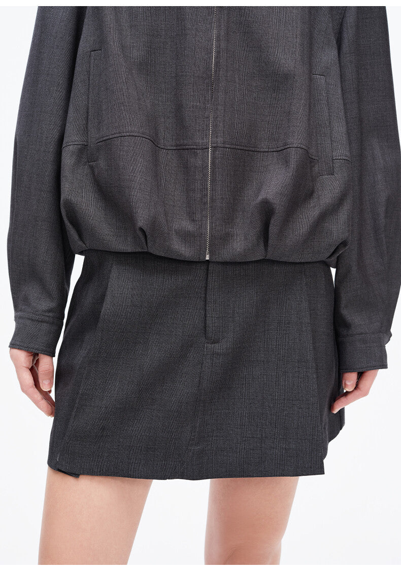 Dark Grey Short Loose Jacket & Chino Shorts Set