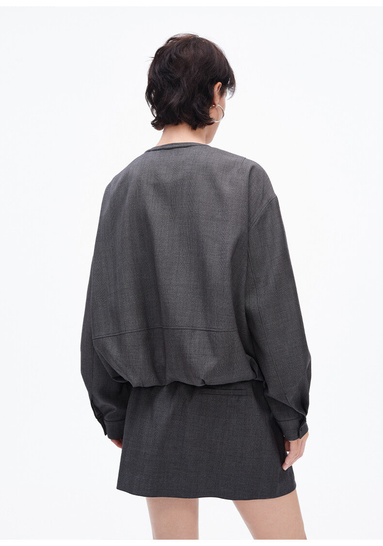 Dark Grey Short Loose Jacket & Chino Shorts Set