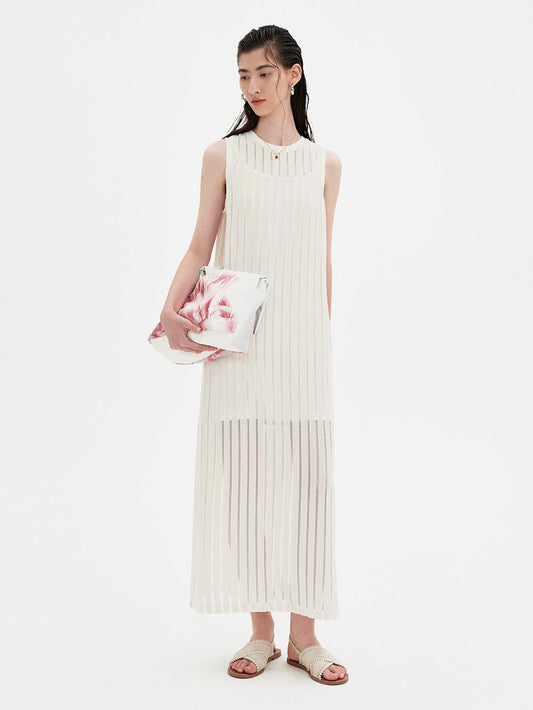 Ethereal Allure: White Transparent Sleeveless Maxi Dress