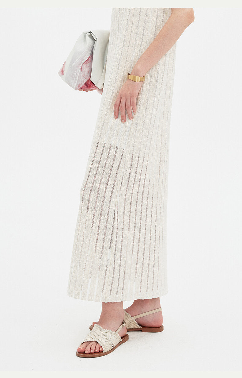 Ethereal Allure: White Transparent Sleeveless Maxi Dress