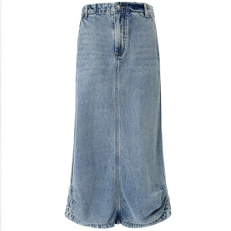 Strappy Sleeveless Green Top & Denim Maxi Skirt Set