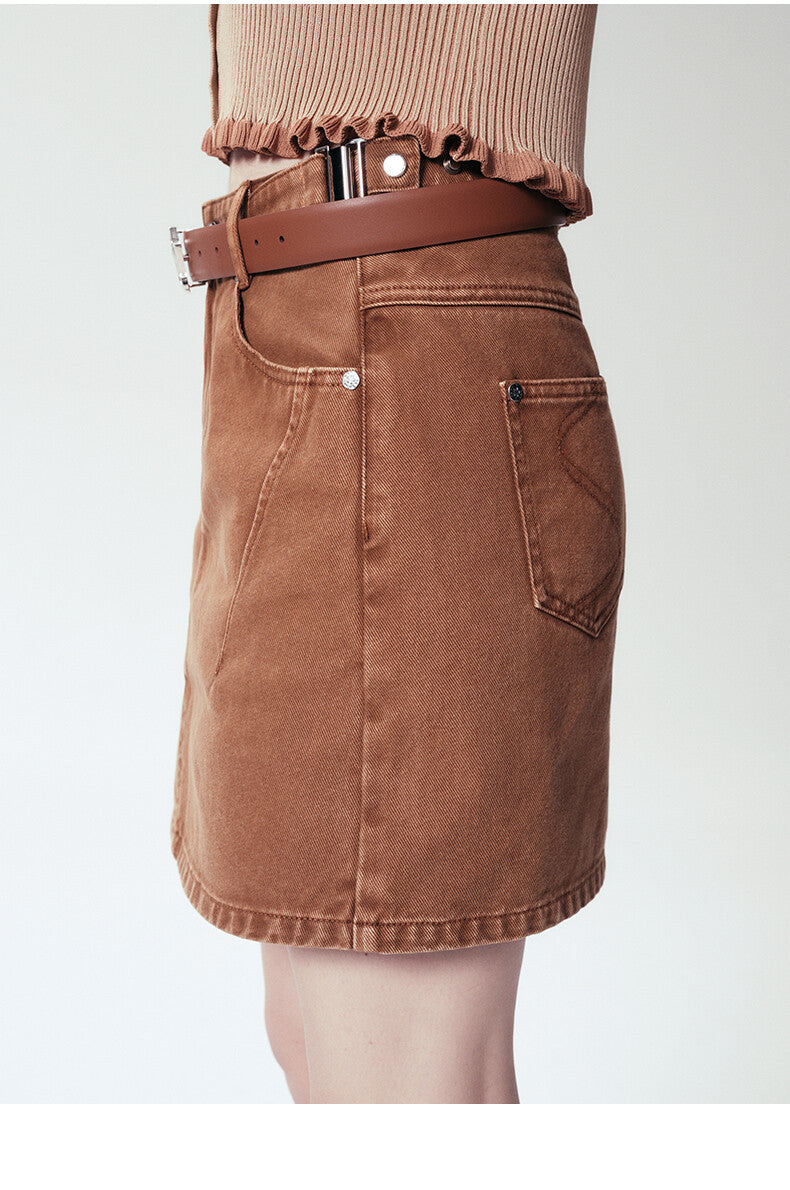 Classic Brown Slim-Fit Sweater & Skirt Set – Effortless Sophistication