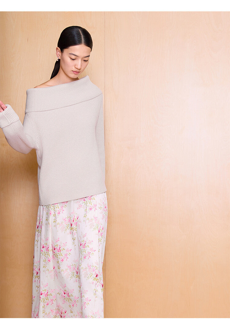 Maxi Loose Chiffon Skirt with Delicate Flower Print