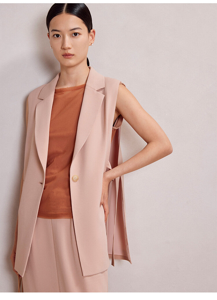 Blush Pink Sleeveless Suit Set – Modern Elegance Redefined