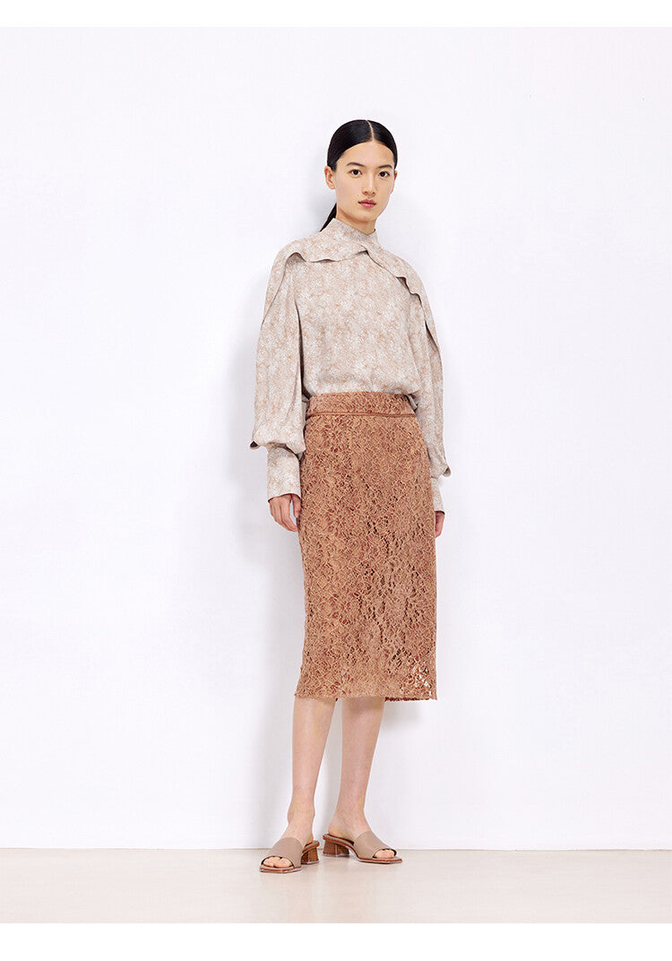 Light Brown Midi Straight Skirt – Effortless Elegance