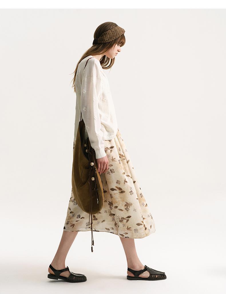 New Maxi Boho Dress with leaves Print