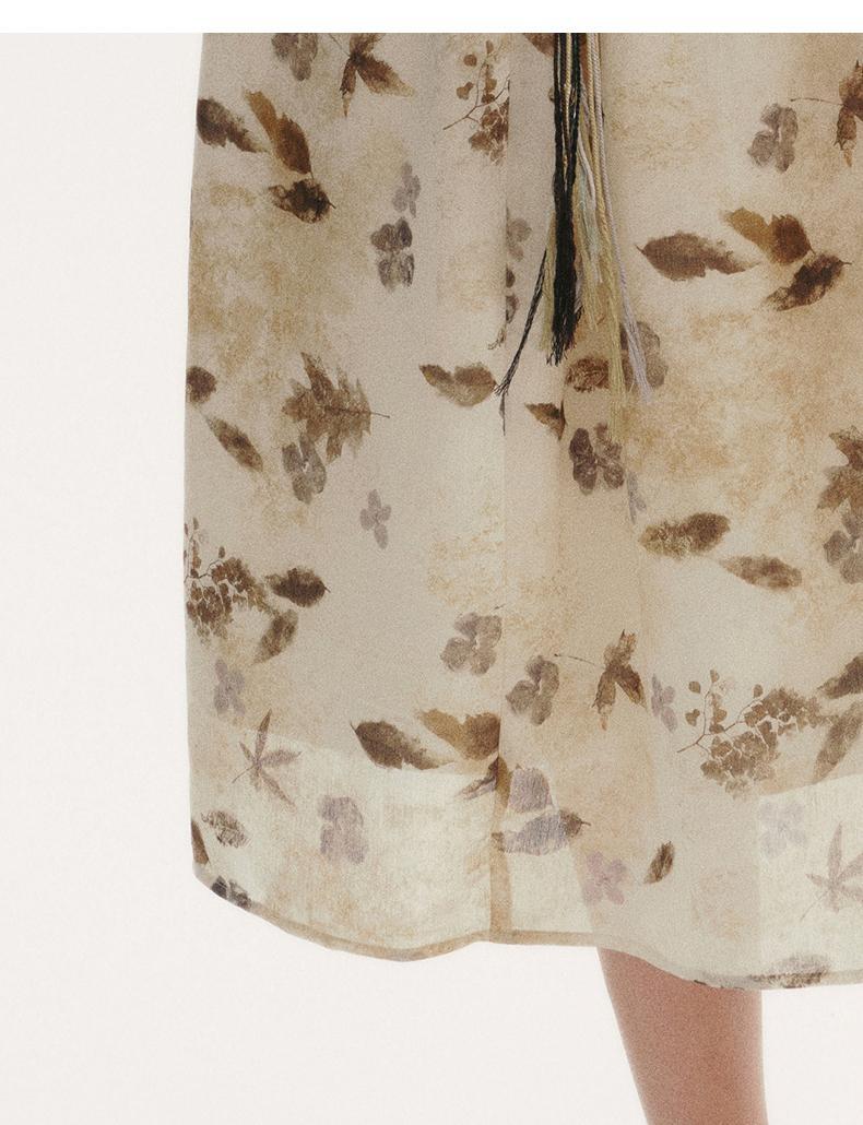 New Maxi Boho Dress with leaves Print