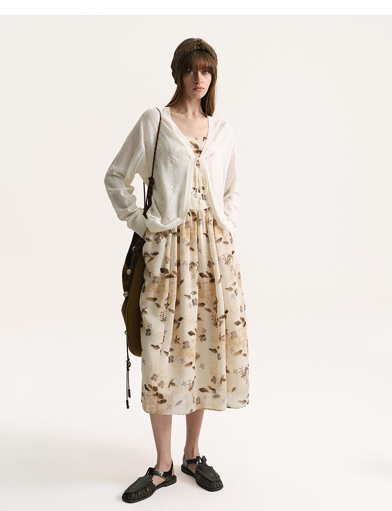 New Maxi Boho Dress with leaves Print