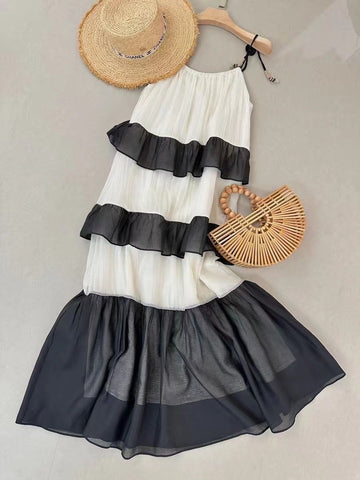 2025 MAY BLACK&WHITE MAXI DRESS