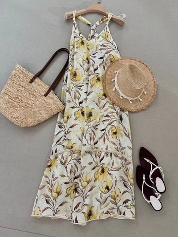 2025 MAY BOHO FLOWER PRINT DRESS