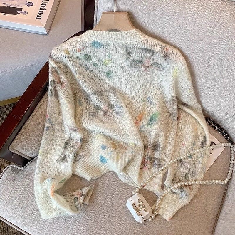 Spring kitty sweater blouse