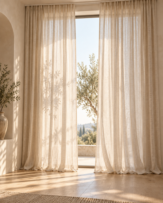 Atelier natural linen curtain panel