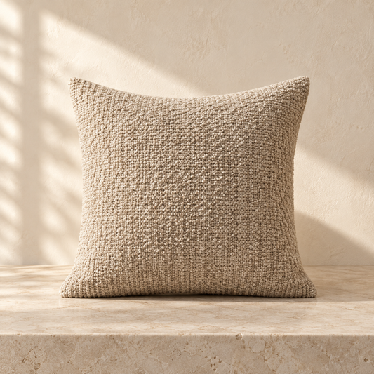 Bouclé cushion in natural sand