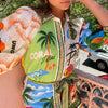2025 NEW Boho Chic Linen Print Dress  Cardigan Set
