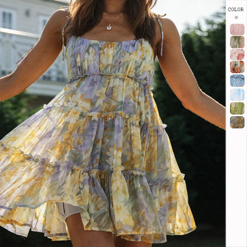 2025 NEW Tropical Print Sundress Sexy Chic European Summer 