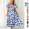 2025 NEW European Chic Floral Print Puff Sleeve Mini Dress