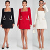 2025 NEW Elegant Fit  Flare Pearl UNeck Mini Dress