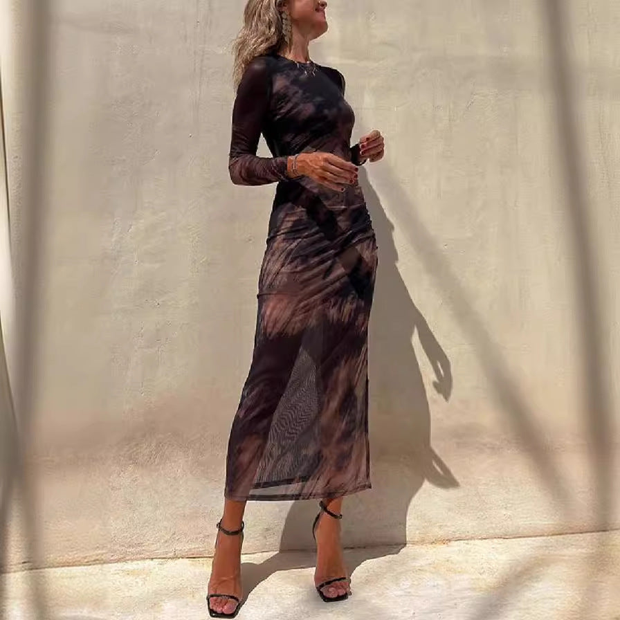 2025 NEW Sexy Fall Floral Mesh Dress Amazon Boutique