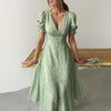 2025 Women Spring VNeck Floral Midi Dress